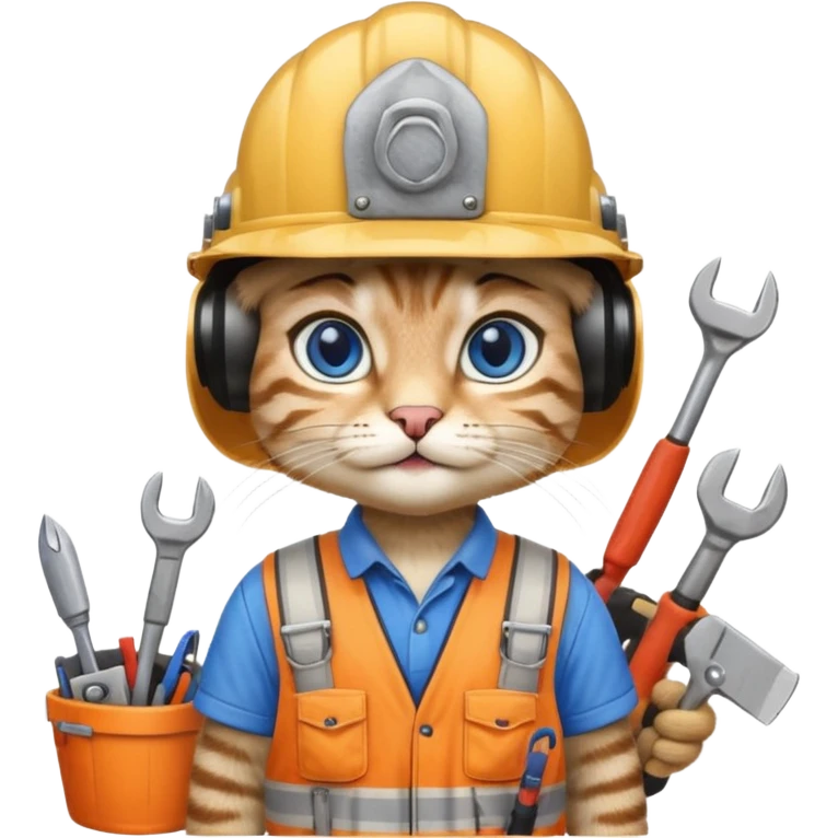siam cat, handyman Outfit, wearing a Helmet emoji