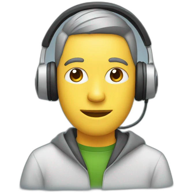  Programmer with headphones and computer emoji