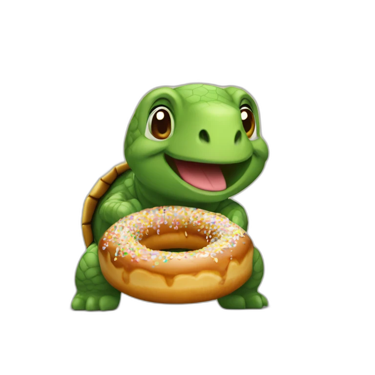 Tortue qui mange un donnut emoji