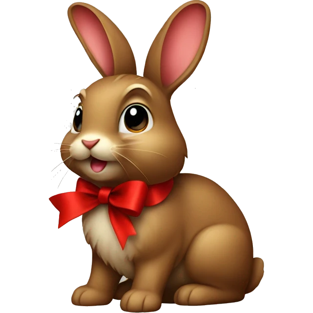 Brown bunny with red bow emoji