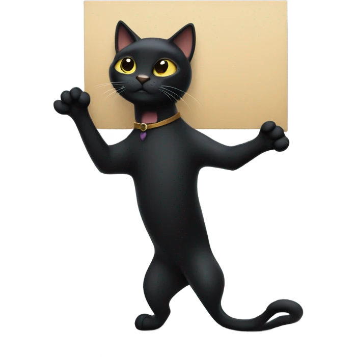BlackCat holding a blank sign emoji