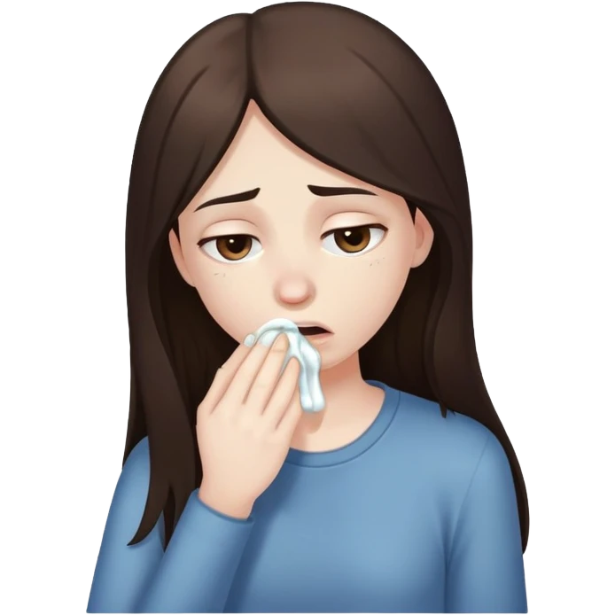 girl with long dark brown hair and pale skin vomiting emoji