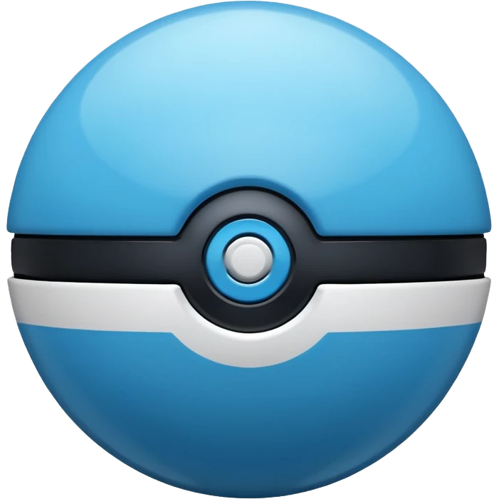 vibrant blue pokeball emoji with a black stripe and highlights emoji