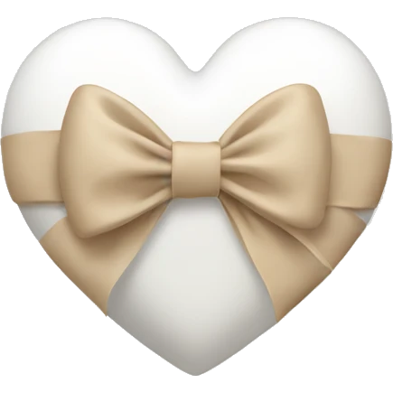 white heart with beige bow emoji