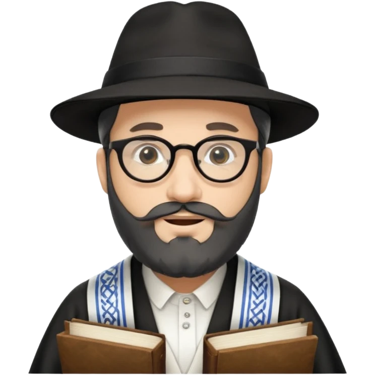 rabbi with a black hat, glasses, and blackish beard, flying to israel emoji