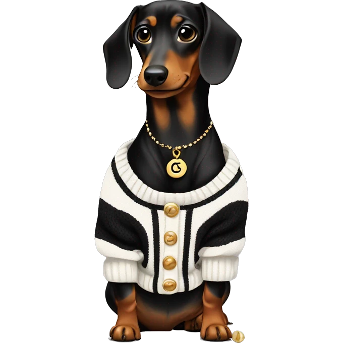 Dachshund wearing chanel Sweater  emoji