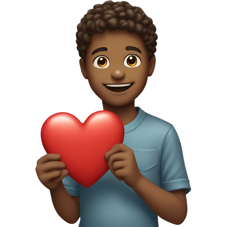 smiling boy with heart meme emoji