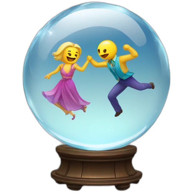 Crystal ball with a couple dancing inside it emoji
