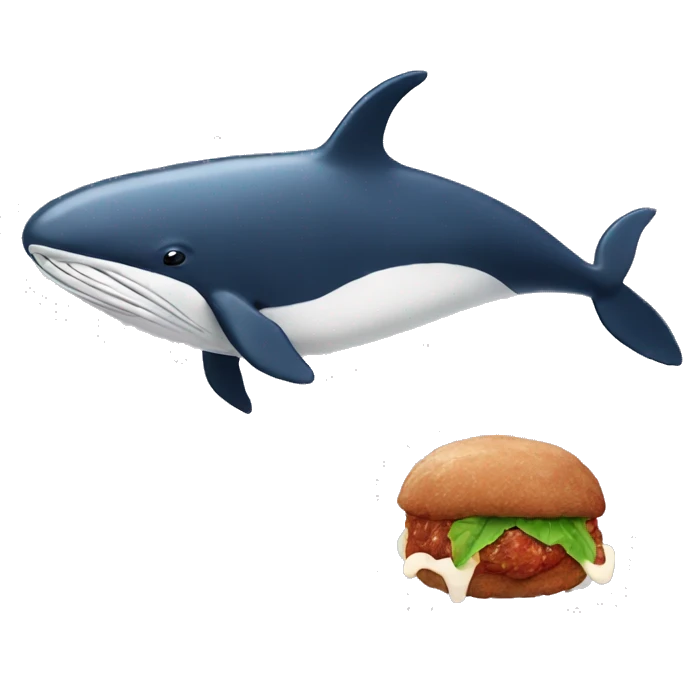 whale with spaghetti for teeth and meatballs for eyes emoji