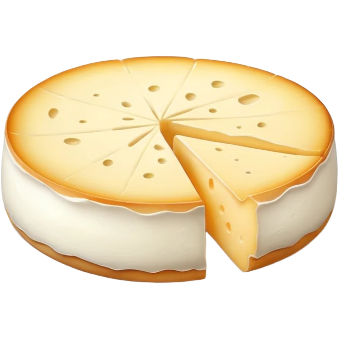 cinematic-realistic-brie-cheese-emoji,-featuring-soft-ripened-cheese-with-a-delicate white rind-rendered-with-lifelike-detail-and-inviting,-natural-lighting emoji