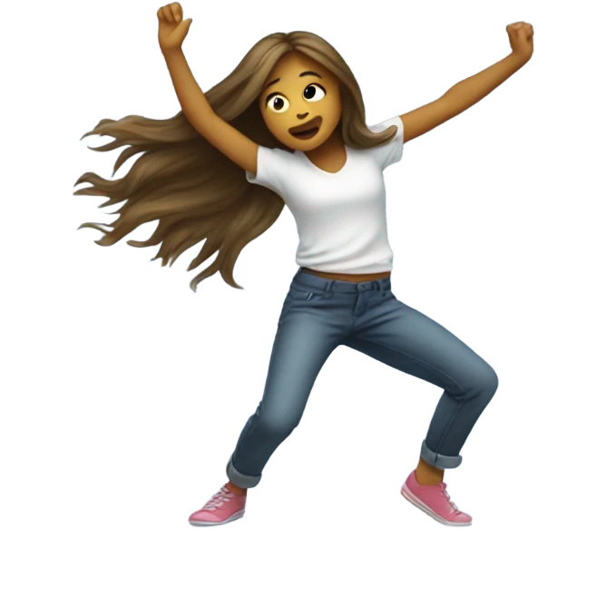 Long haired girl doing the dab emoji