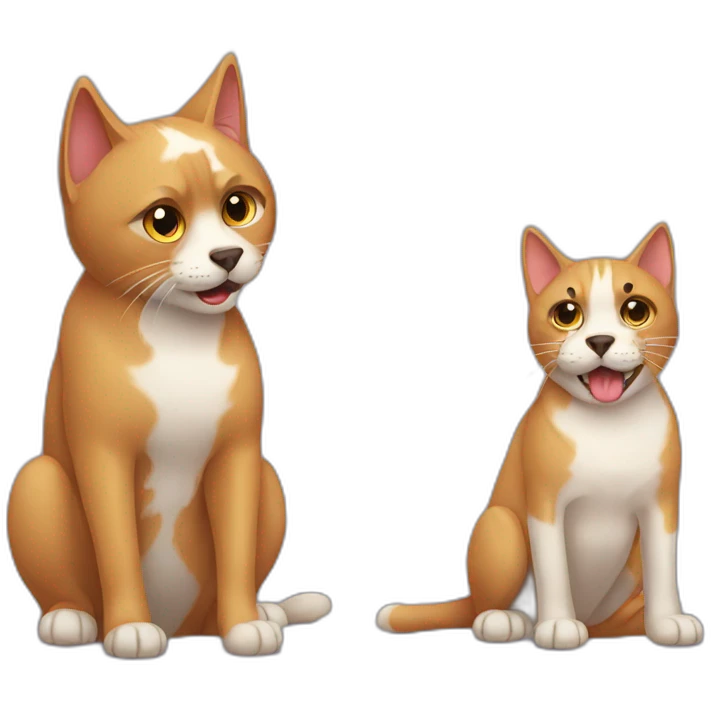 Cat with dog helpless emoji
