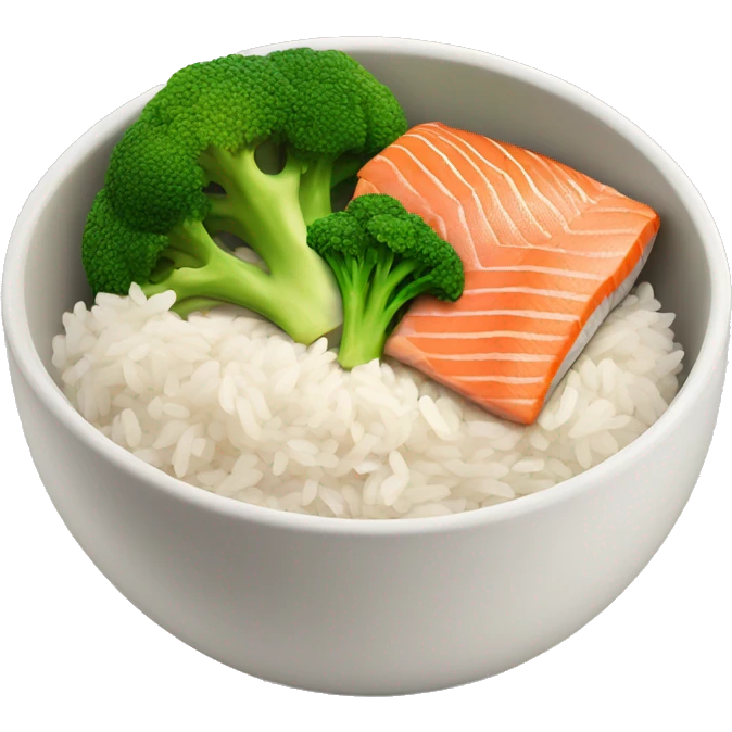 Bowl with rice, Salmon and broccoli  emoji