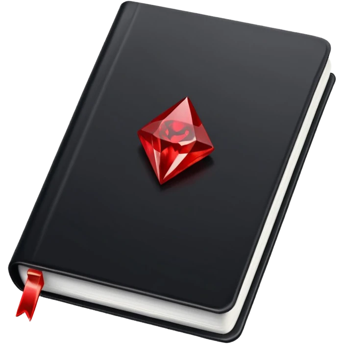Magic black book with small red gem in center. Only black color book emoji