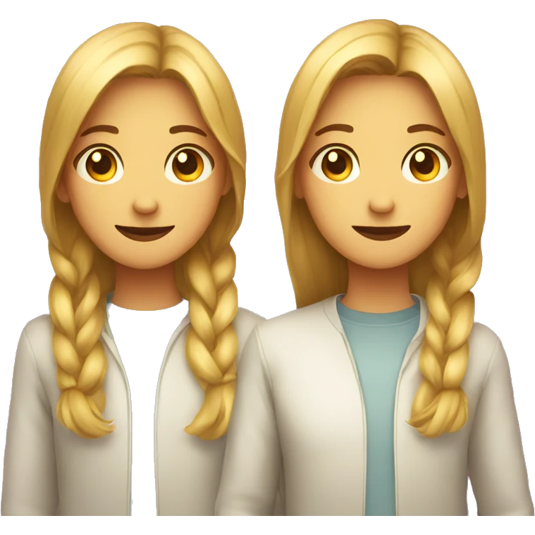 2 identical teenagers, one is smiling and the other is sad emoji