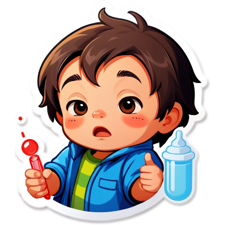 little boy having fever  emoji