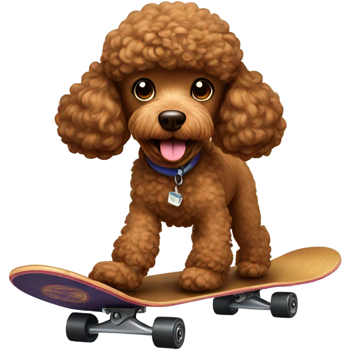 Brown poodle on skateboard emoji