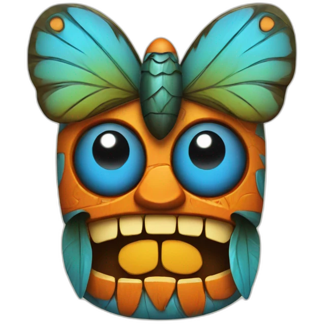 Tiki with colors blue and orange-butterfly emoji