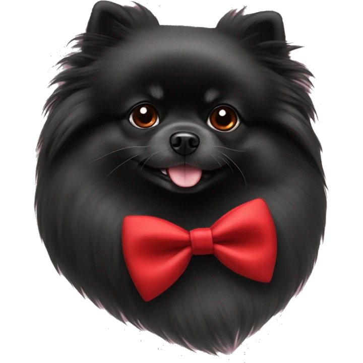 Black Pomeranian in red bow tie emoji