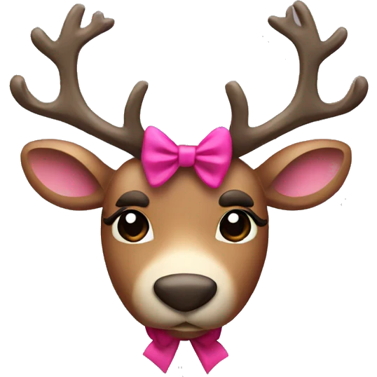 Reindeer with a dark pink bow emoji