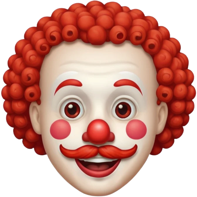 Classic clown — curly mustache, red nose emoji