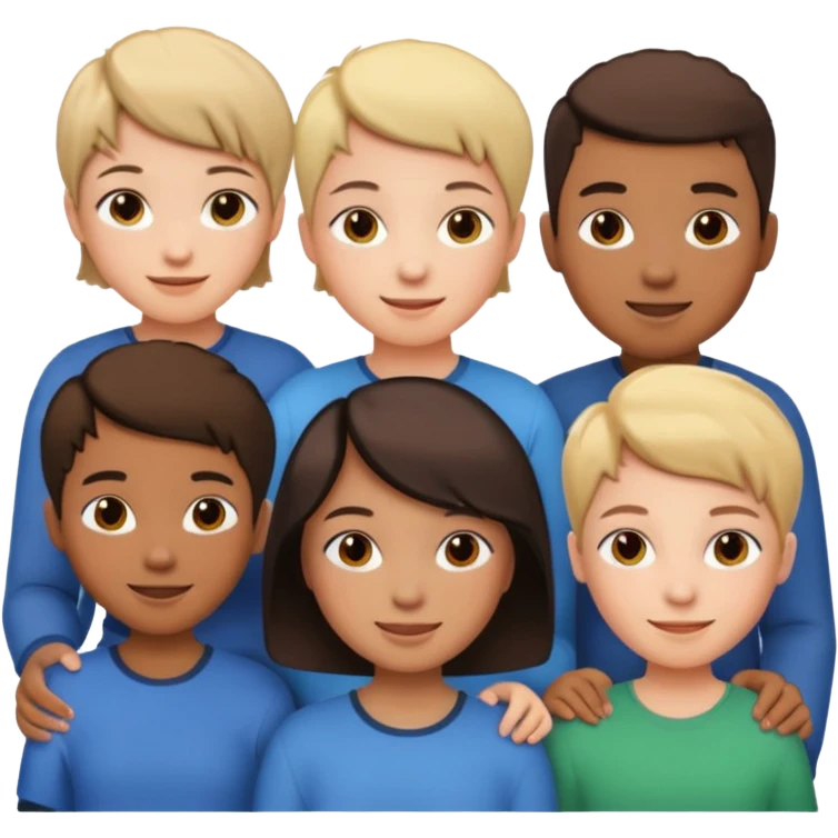 I want a 5 persons, 3 girls, one of them have a short hair, and 2 boys  emoji