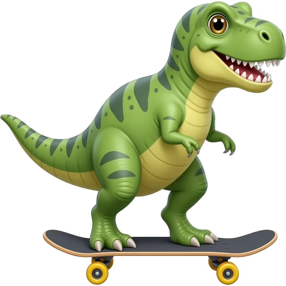 Dinosaur on a skateboard emoji