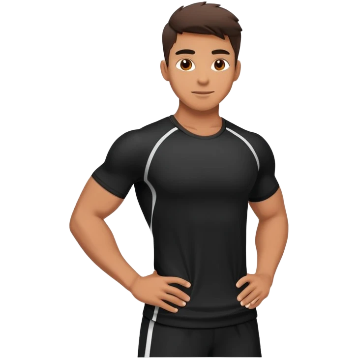 Athletic guy in sporty black clothes. emoji