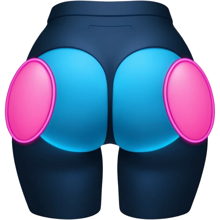 minimalist cartoon butt, neon pink and blue glowing outline, smooth rounded shapes, cyberpunk aesthetic, high contrast, vector style, no background emoji