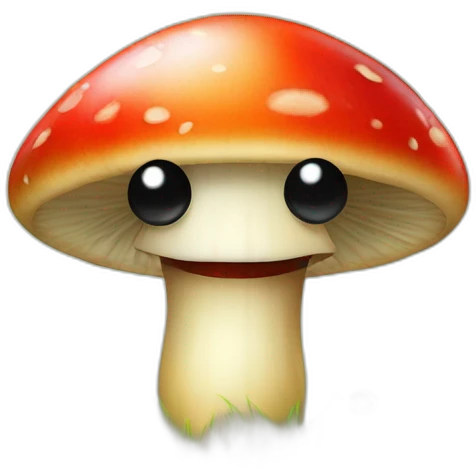 mashroom with eyes and smile with cherry and grass emoji