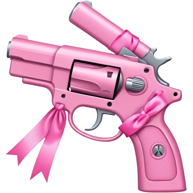 pink pistol with a pink ribbon emoji