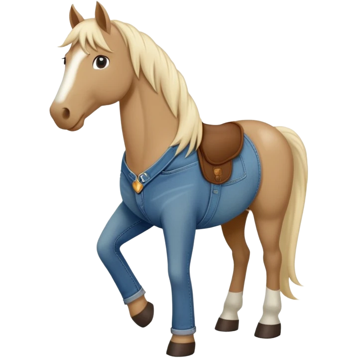 friendly anthropomorphised stallion in jeans and a t-shirt, standard pose emoji