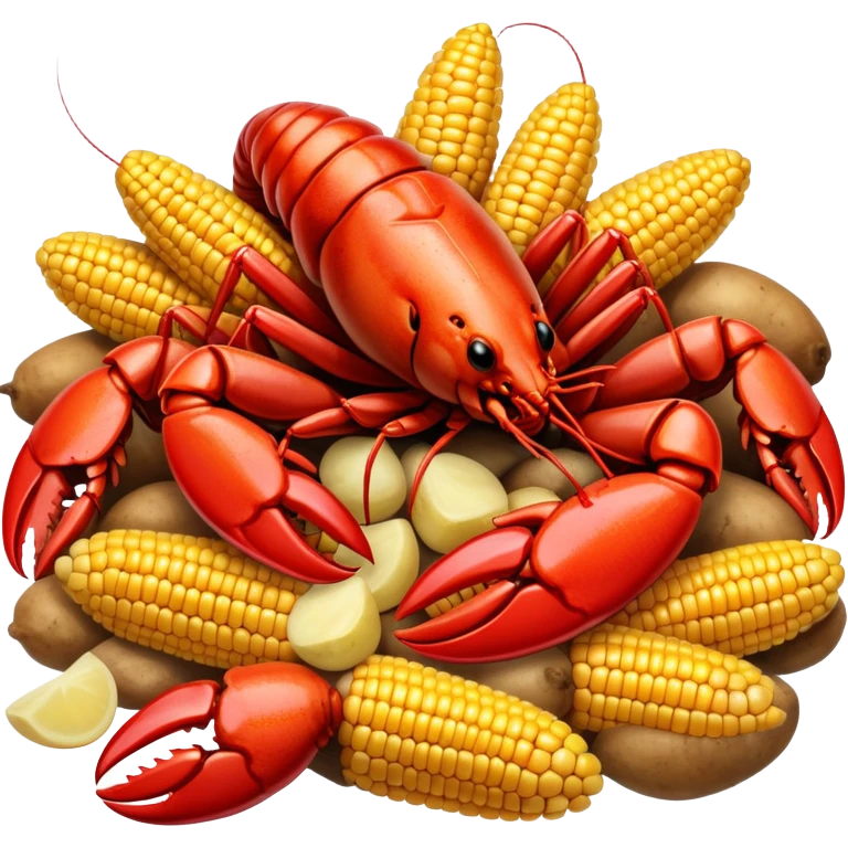 Louisiana crawfish boil with corn and potatoes emoji