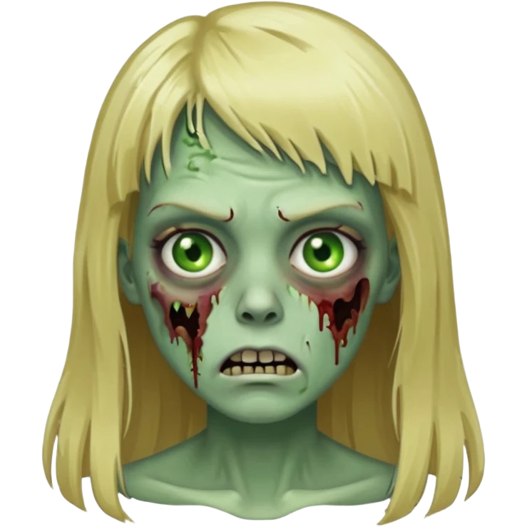 Zoombie de cabelo loiro longo de franja quadrada  emoji