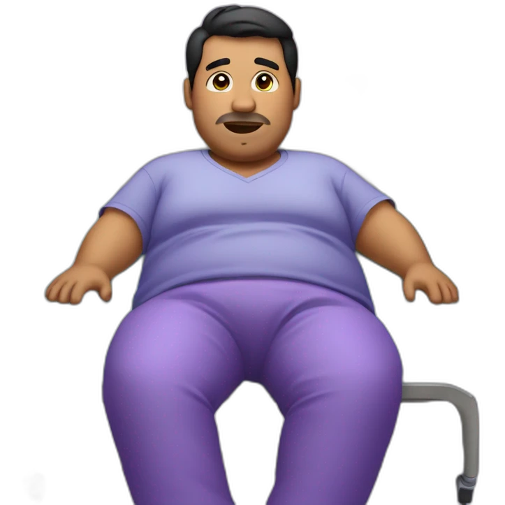 Fat latino Guy in hospital bed with purple pants emoji