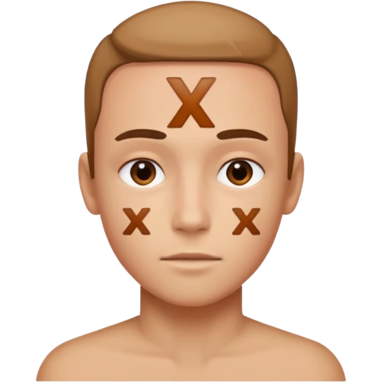 forhead with a small "X" text on it emoji