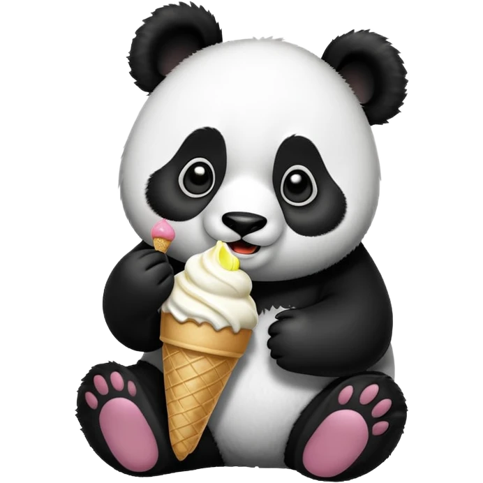 Panda eating ice cream emoji