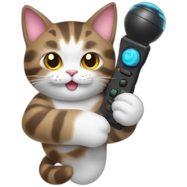 a cat in the hands with a joystick emoji