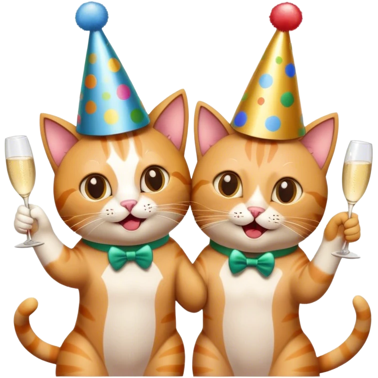 2 cats cheerings champagnge  emoji