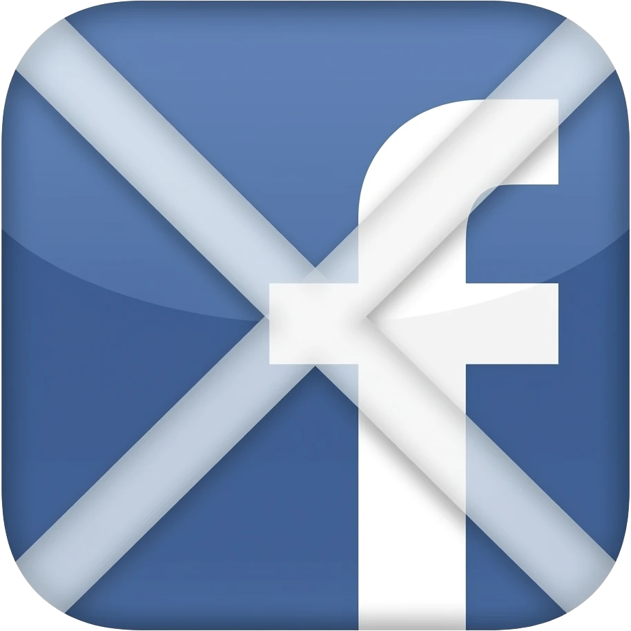 facebook logo with "x" mark emoji