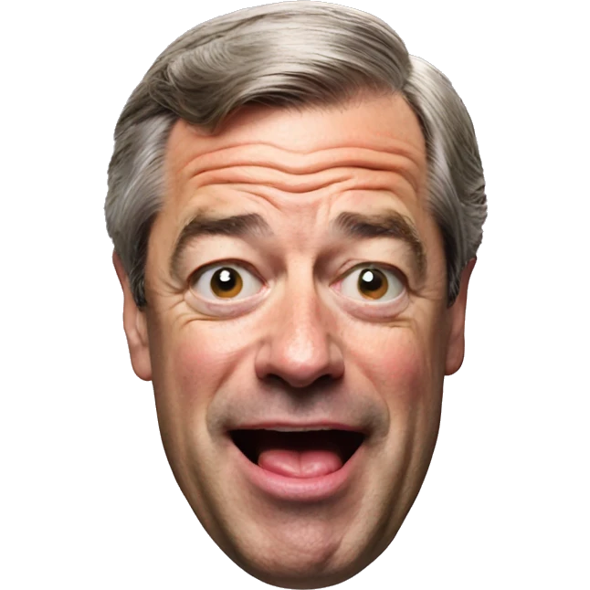 Nigel Farage side profile open mouth emoji