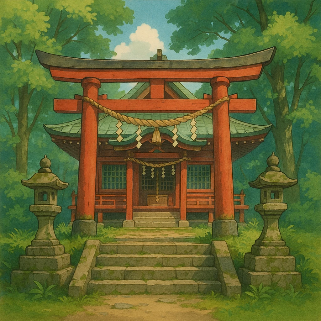 shinto shrine, ghibli style emoji