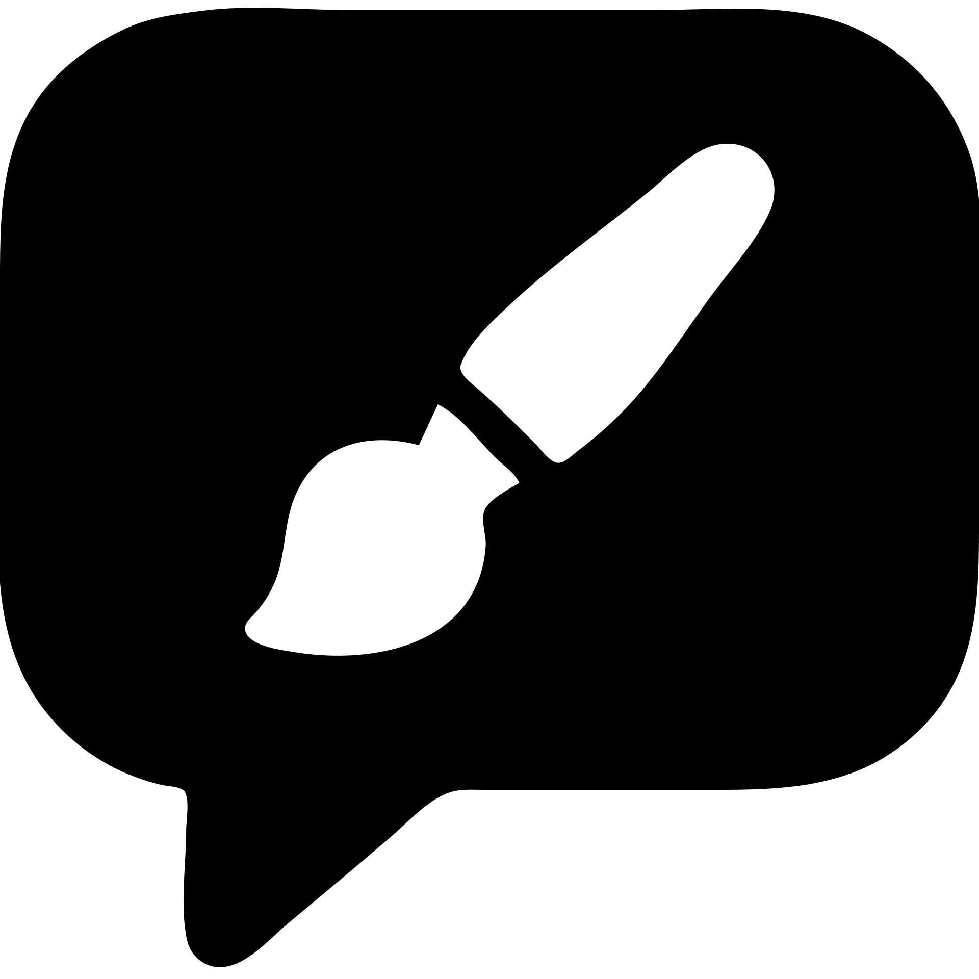 solid black chat icon with a simple apple style brush inside emoji