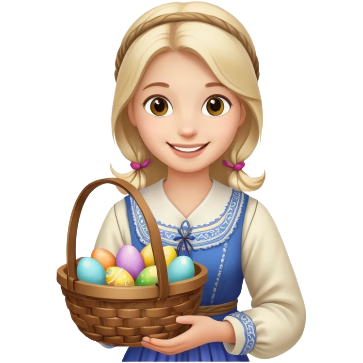smiling girl in traditional attire birthday Easter emoji
