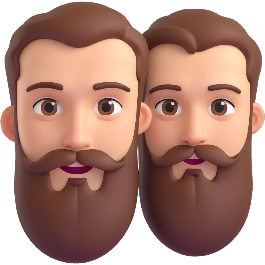 a bearded face with a split expression showing both happy and sad emotions, clear expressive style emoji