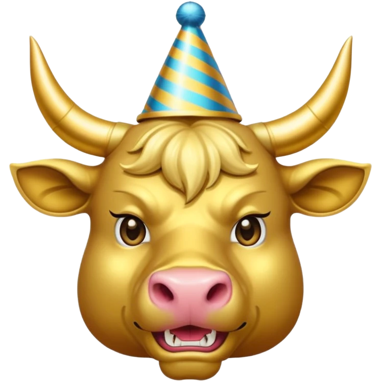 Angry New Year's Eve Dressed Golden Bull Emoji emoji