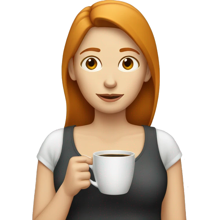 Ginger straight mildly hair woman drinking coffee  emoji