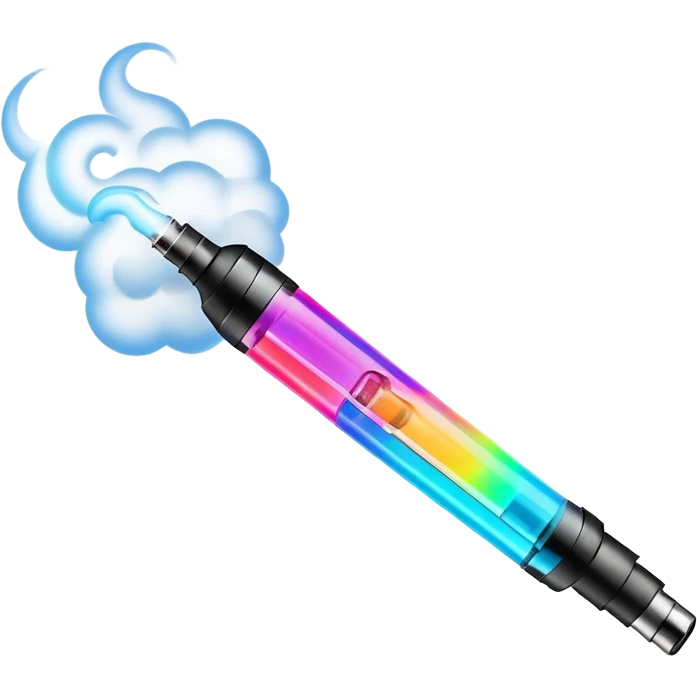 colorful vape pen with swirling vapor cloud emoji
