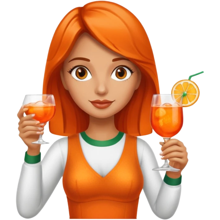 Aperol Spritz cocktail held by a cheerful Italian girl, vibrant emoji