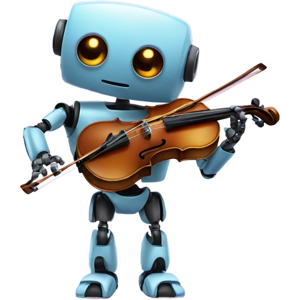 cute robot holds a violin emoji